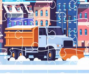 Hra: Snow Plow Trucks Jigsaw